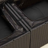 vidaXL 5-delige Loungeset met kussens poly rattan zwart