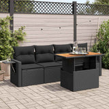 vidaXL 5-delige Loungeset met kussens poly rattan zwart