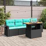 vidaXL 5-Piece Lounge Set with Cushions Poly Rattan Black