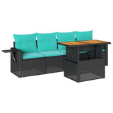 vidaXL 5-Piece Lounge Set with Cushions Poly Rattan Black