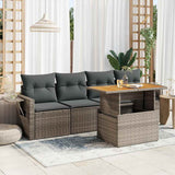 vidaXL 5-delige Loungeset met kussens poly rattan zwart