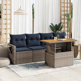 vidaXL 5-Piece Lounge Set with Cushions Poly Rattan Black