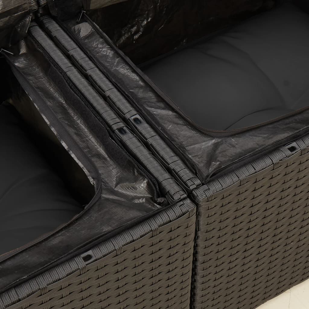 vidaXL 6-delige Loungeset met kussens poly rattan zwart