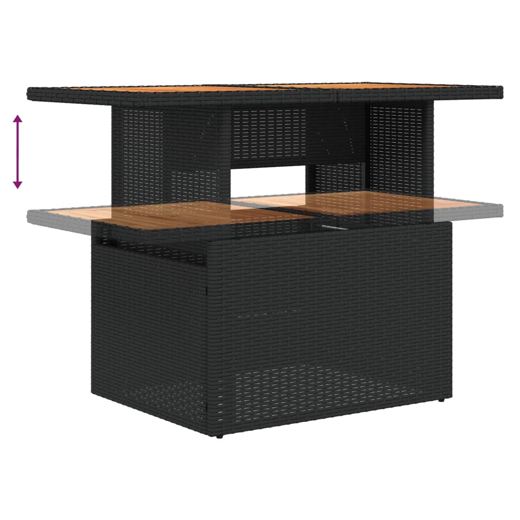 vidaXL 6-delige Loungeset met kussens poly rattan zwart
