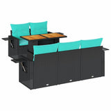 vidaXL 6-Piece Lounge Set with Cushions Poly Rattan Black