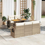 vidaXL 6-delige Loungeset met kussens poly rattan zwart
