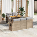 vidaXL 6-delige Loungeset met kussens poly rattan zwart