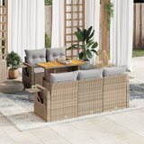 vidaXL 6-delige Loungeset met kussens poly rattan zwart