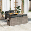 vidaXL 6-delige Loungeset met kussens poly rattan zwart
