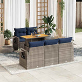 vidaXL 6-Piece Lounge Set with Cushions Poly Rattan Black