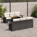 vidaXL 7-Piece Lounge Set with Cushions Poly Rattan Black