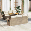 vidaXL 7-Piece Lounge Set with Cushions Poly Rattan Black