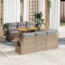 vidaXL 7-Piece Lounge Set with Cushions Poly Rattan Black