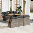 vidaXL 7-Piece Lounge Set with Cushions Poly Rattan Black