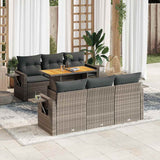 vidaXL 7-Piece Lounge Set with Cushions Poly Rattan Black