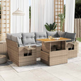 vidaXL 7-Piece Lounge Set with Cushions Poly Rattan Black