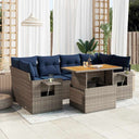 vidaXL 7-delige Loungeset met kussens poly rattan zwart