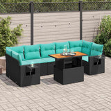 vidaXL 8-delige Loungeset met kussens poly rattan grijs