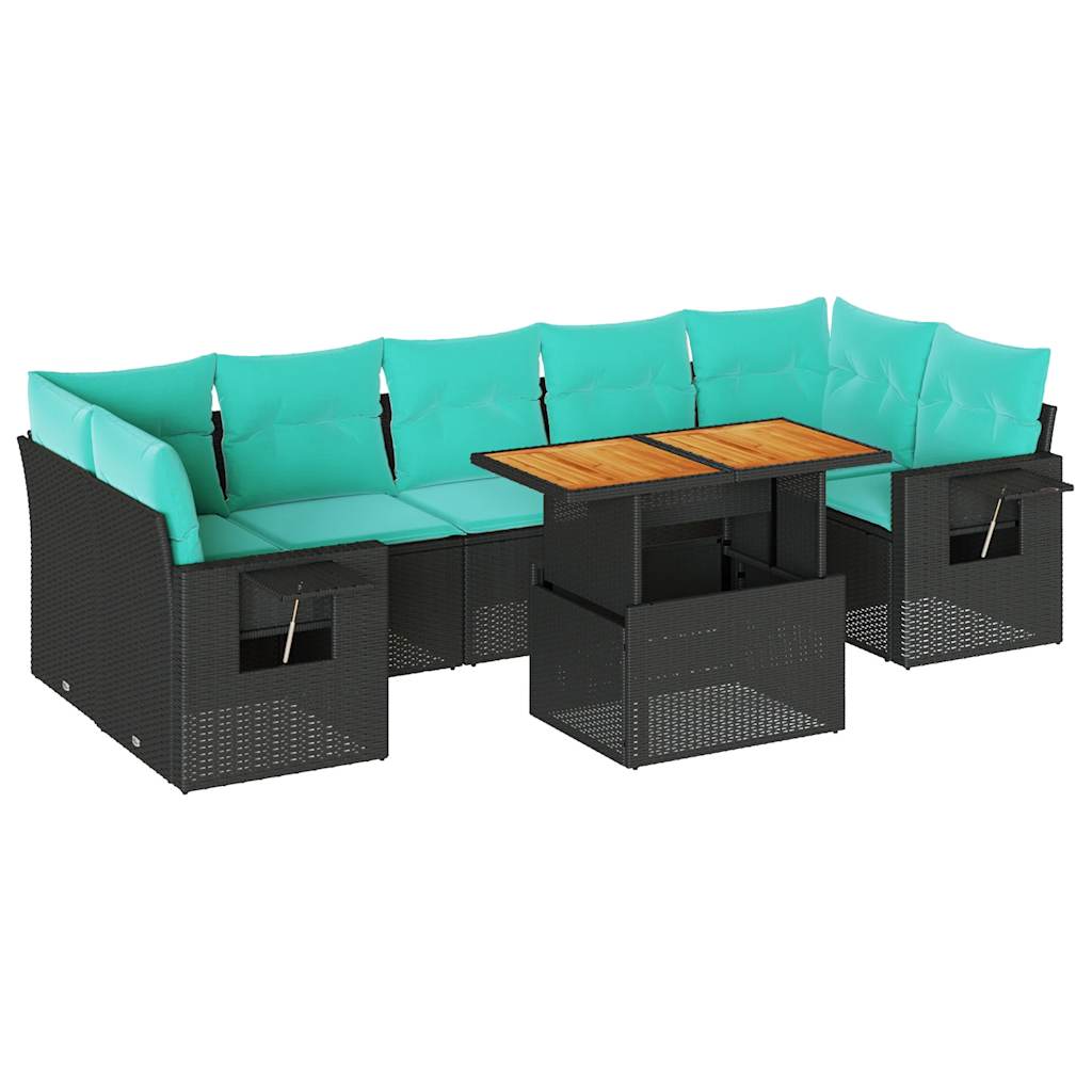 vidaXL 8-delige Loungeset met kussens poly rattan grijs
