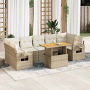 vidaXL 8-delige Loungeset met kussens poly rattan zwart