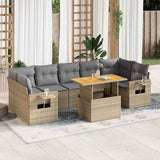 vidaXL 8-delige Loungeset met kussens poly rattan zwart