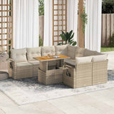 vidaXL 9-delige Loungeset met kussens poly rattan zwart