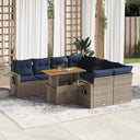 vidaXL 9-delige Loungeset met kussens poly rattan zwart