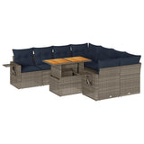 vidaXL 9-delige Loungeset met kussens poly rattan zwart