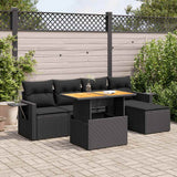 vidaXL 6-Piece Lounge Set with Cushions Poly Rattan Black