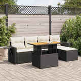 vidaXL 6-Piece Lounge Set with Cushions Poly Rattan Black