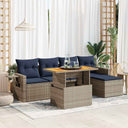 vidaXL 6-delige Loungeset met kussens poly rattan zwart