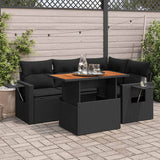 vidaXL 5-Piece Lounge Set with Cushions Poly Rattan Black