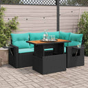vidaXL 5-piece Lounge Set with Cushions Poly Rattan Black