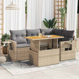 vidaXL 5-Piece Lounge Set with Cushions Poly Rattan Black