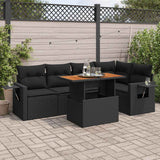 vidaXL 6-delige Loungeset met kussens poly rattan zwart
