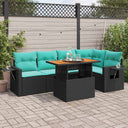 vidaXL 6-Piece Lounge Set with Cushions Poly Rattan Black