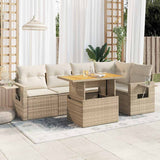 vidaXL 6-delige Loungeset met kussens poly rattan zwart