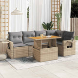 vidaXL 6-delige Loungeset met kussens poly rattan zwart