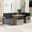 vidaXL 6-Piece Lounge Set with Cushions Poly Rattan Black