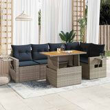 vidaXL 6-Piece Lounge Set with Cushions Poly Rattan Black