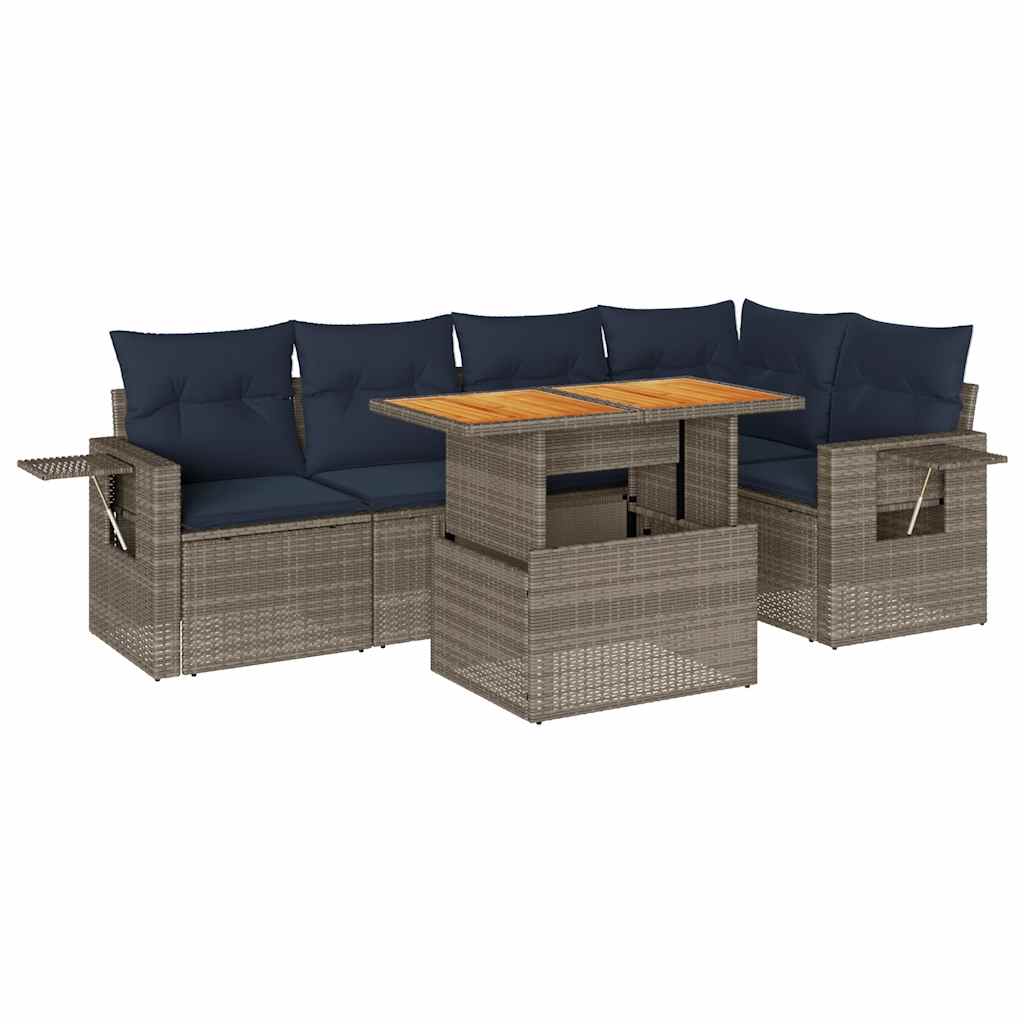 vidaXL 6-Piece Lounge Set with Cushions Poly Rattan Black