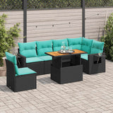vidaXL 7-delige Loungeset met kussens poly rattan zwart