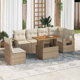 vidaXL 7-delige Loungeset met kussens poly rattan zwart