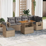 vidaXL 7-delige Loungeset met kussens poly rattan zwart