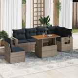 vidaXL 7-delige Loungeset met kussens poly rattan zwart