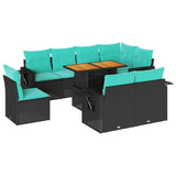 vidaXL 9-piece Poly Rattan Lounge Set with Cushions Black