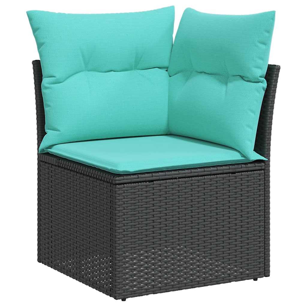 vidaXL 9-piece Poly Rattan Lounge Set with Cushions Black