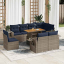 vidaXL 9-piece Poly Rattan Lounge Set with Cushions Black