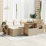vidaXL 7-Piece Lounge Set with Cushions Poly Rattan Black
