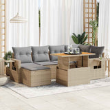 vidaXL 7-Piece Lounge Set with Cushions Poly Rattan Black